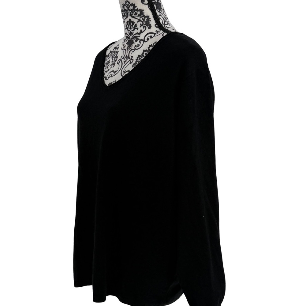 Milano Essential Black V-Neck Sweater 1X Plus Size Soft Lightweight Knit - Picture 6 of 10